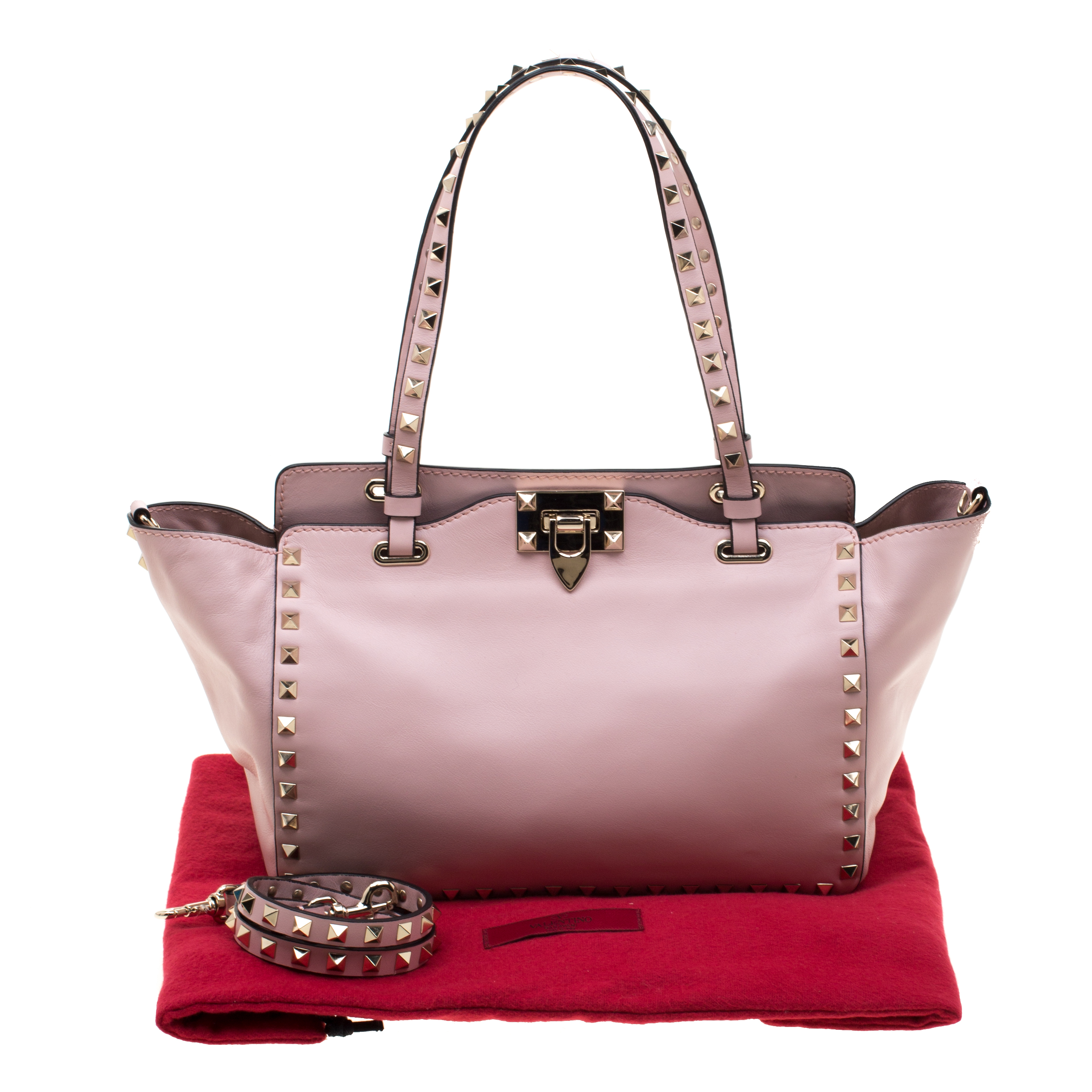 Valentino Pink Leather Small Rockstud Tote Valentino TLC