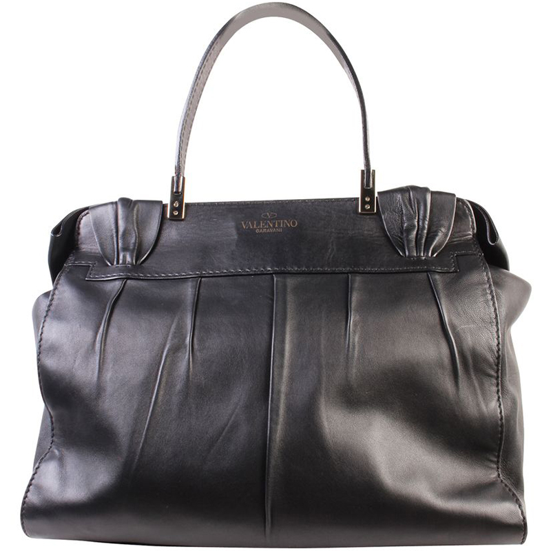 Valentino Black Leather Big Bow Tote Bag Valentino