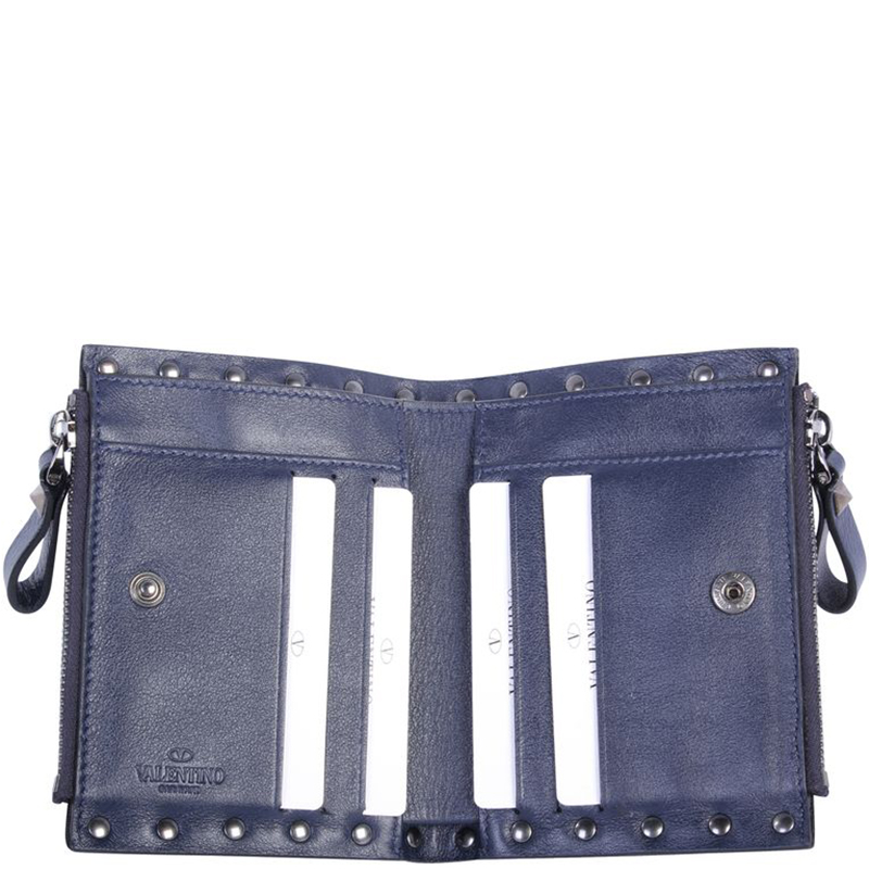 

Valentino Navy Blue Rockstud Leather Wallet