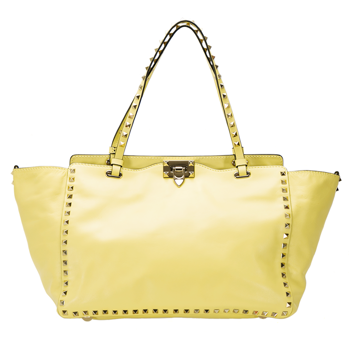 

Valentino Yellow Leather  Studded Rockstud Tote