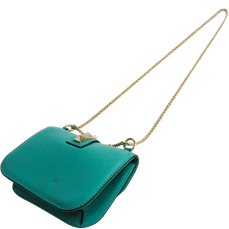 

Valentino Emerald Green Leather Garavani Rockstud Lock Shoulder Bag