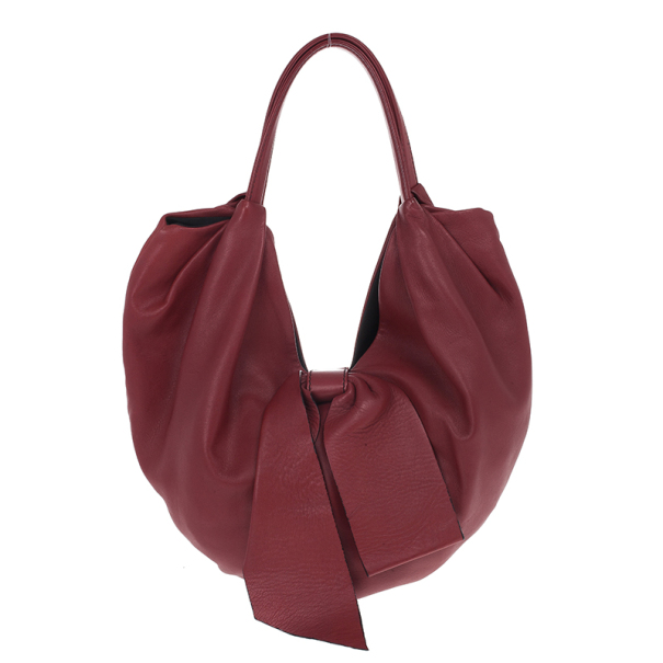 Pre Owned Valentino Garavani Red Nappa Leather Folie Bow Hobo Bag