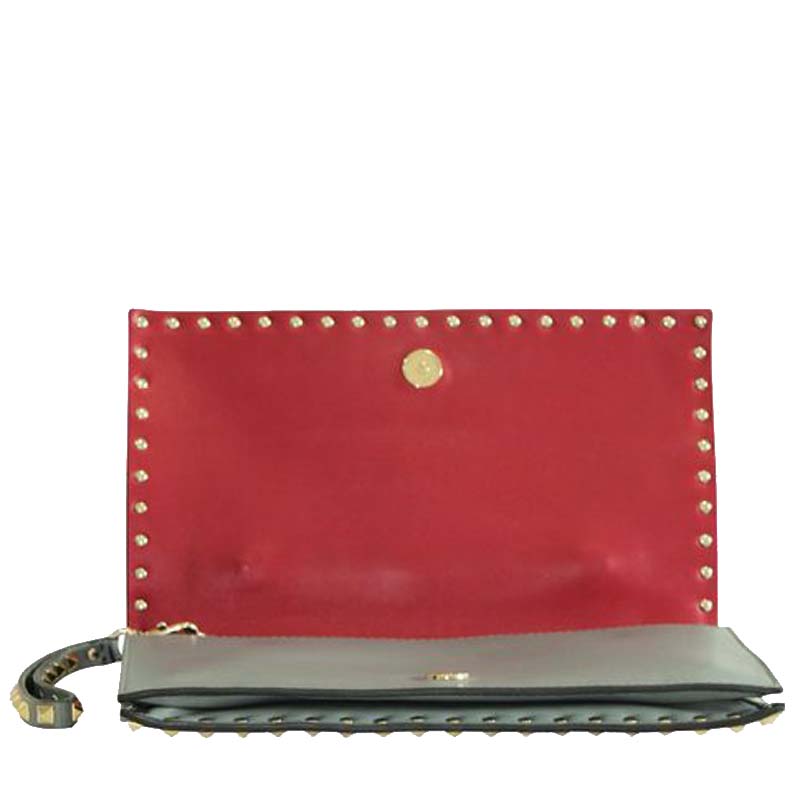 

Valentino Grey Leather Rockstuds Clutch