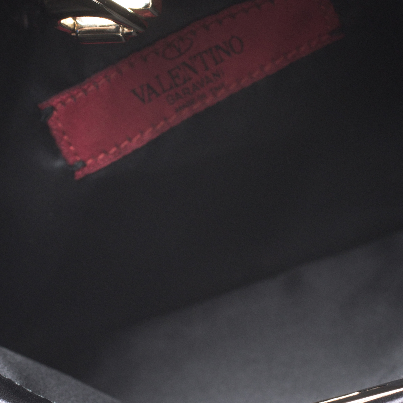 

Valentino Black Leather Rockstud Wristlet Clutch