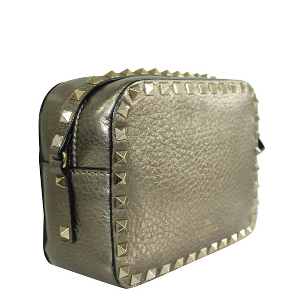 

Valentino Platinum Gold Leather Rockstud Shoulder Bag