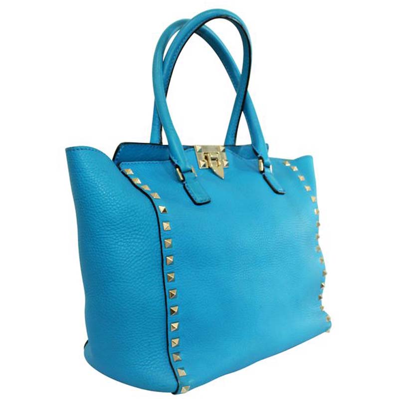 

Valentino Blue Leather Rockstud Tote