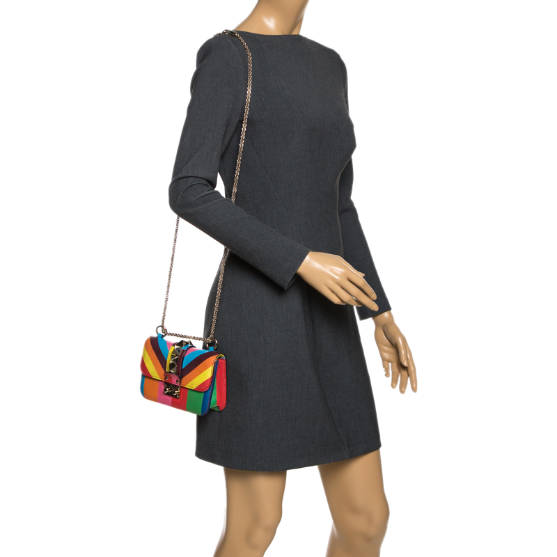 

Valentino Multicolor Leather Mini Glam Lock Shoulder Bag