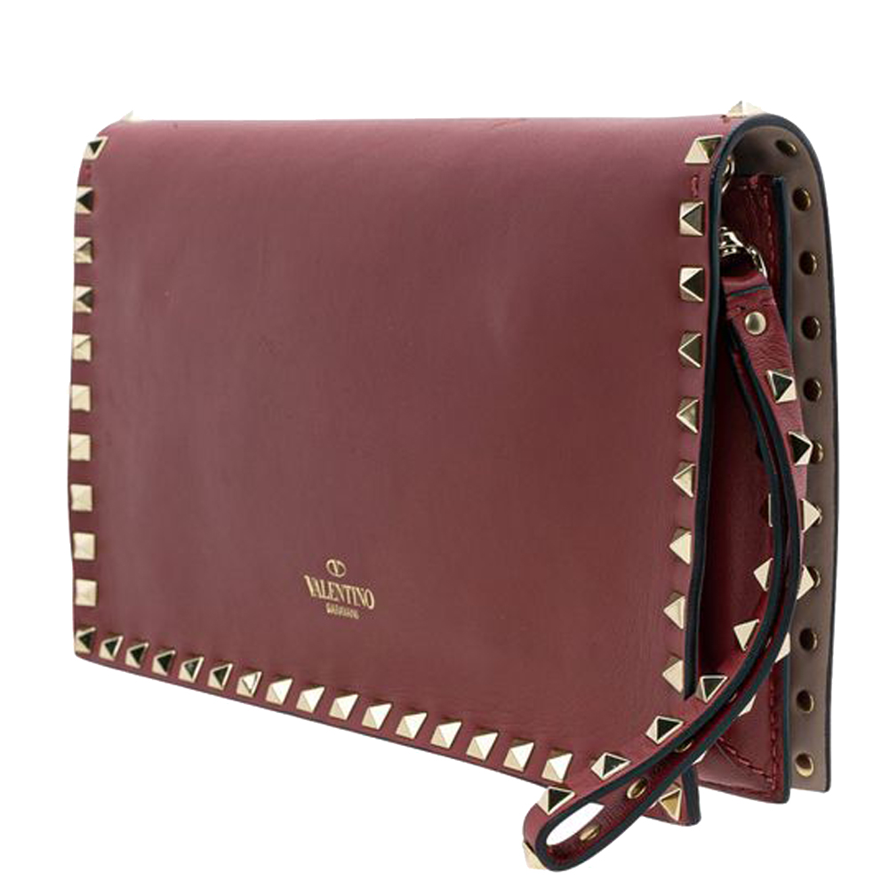 

Valentino Red Rockstud Leather Clutch Bag