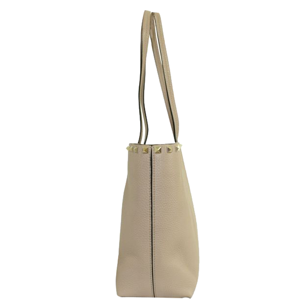 

Valentino Beige Grained Leather Rockstud Tote Bag