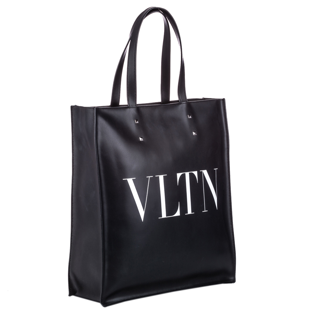 

Valentino Black Leather VLTN Tote