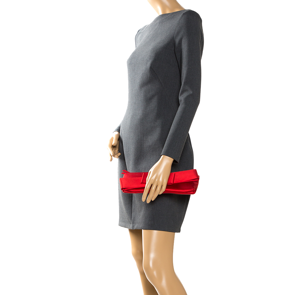 

Valentino Red Satin Bow Clutch