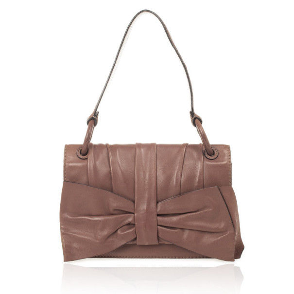 Valentino Brown Bow Leather Flap Bag