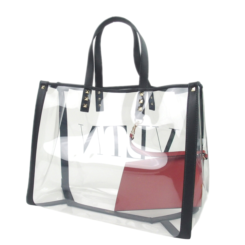 

Valentino Black Vinyl VLTN Grande Tote Bag