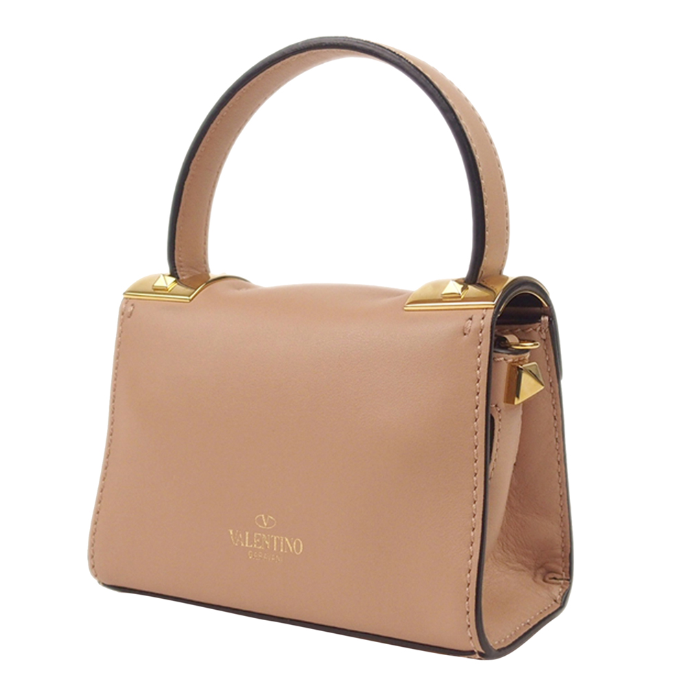 

Valentino Brown Leather Mini My Rockstud Satchel Bag, Beige