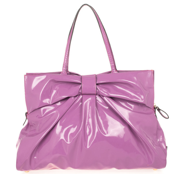 Pre Owned Valentino Fuchsia Patent Bow Bag 