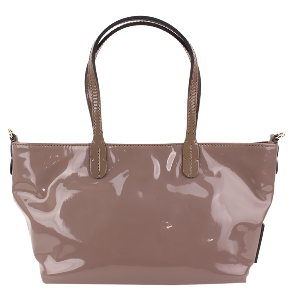 

Valentino Two Tone Patent Leather Floral Applique Tote, Multicolor