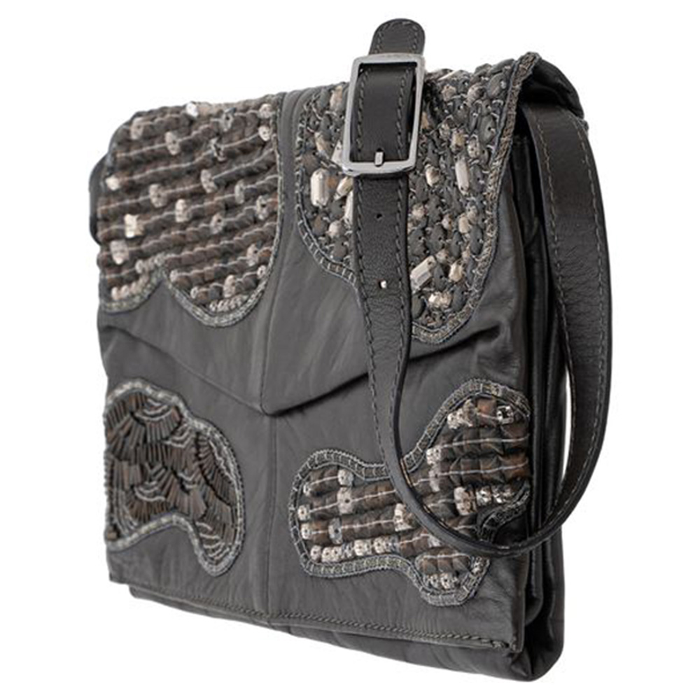 

Valentino Black Leather Embellished Shoulder Bag
