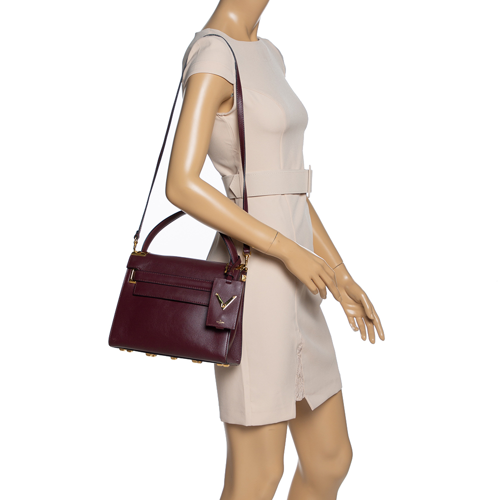 

Valentino Burgundy Leather My Rockstud Top Handle Bag
