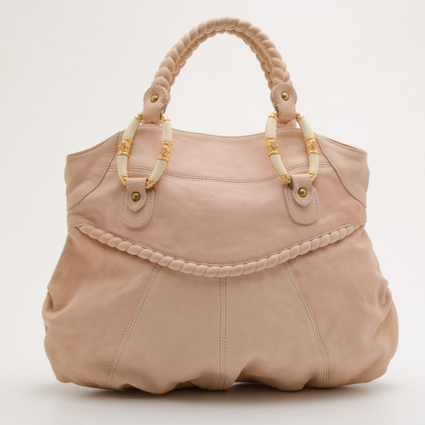 Pre Owned Valentino Nappa Leather Braided Top Handle Satchel