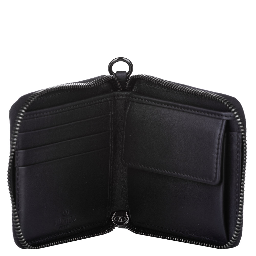 

Valentino Black Leather Camo Star Zip Around Small Wallet