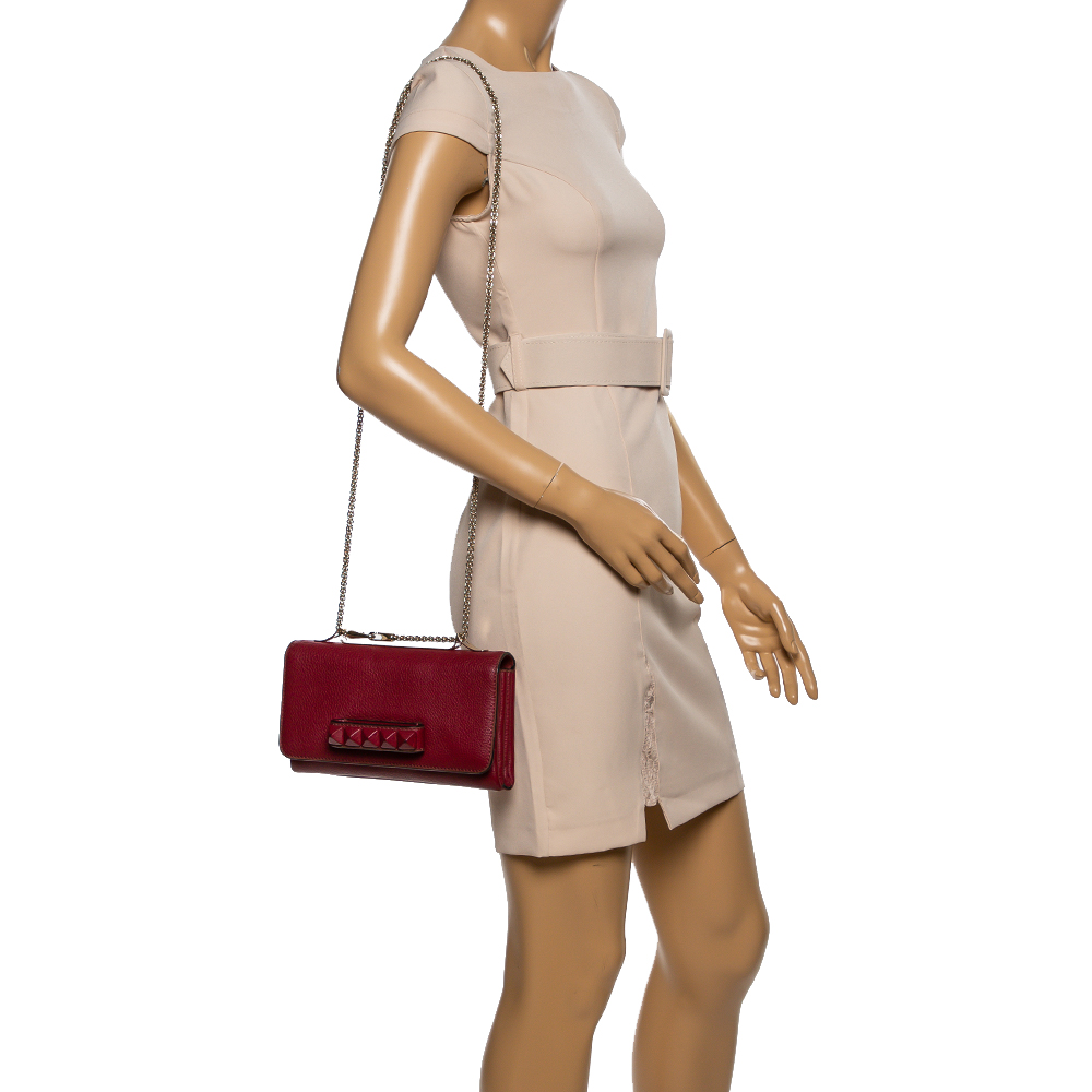 

Valentino Red Leather Va Va Voom Chain Shoulder Bag
