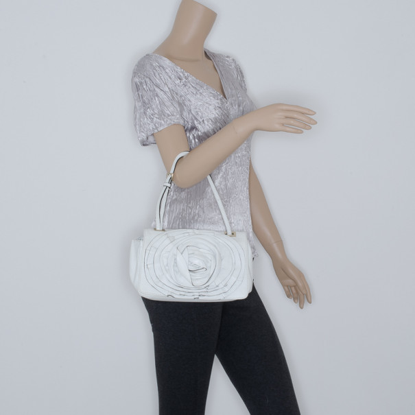 

Valentino White Leather Flower Shoulder Bag