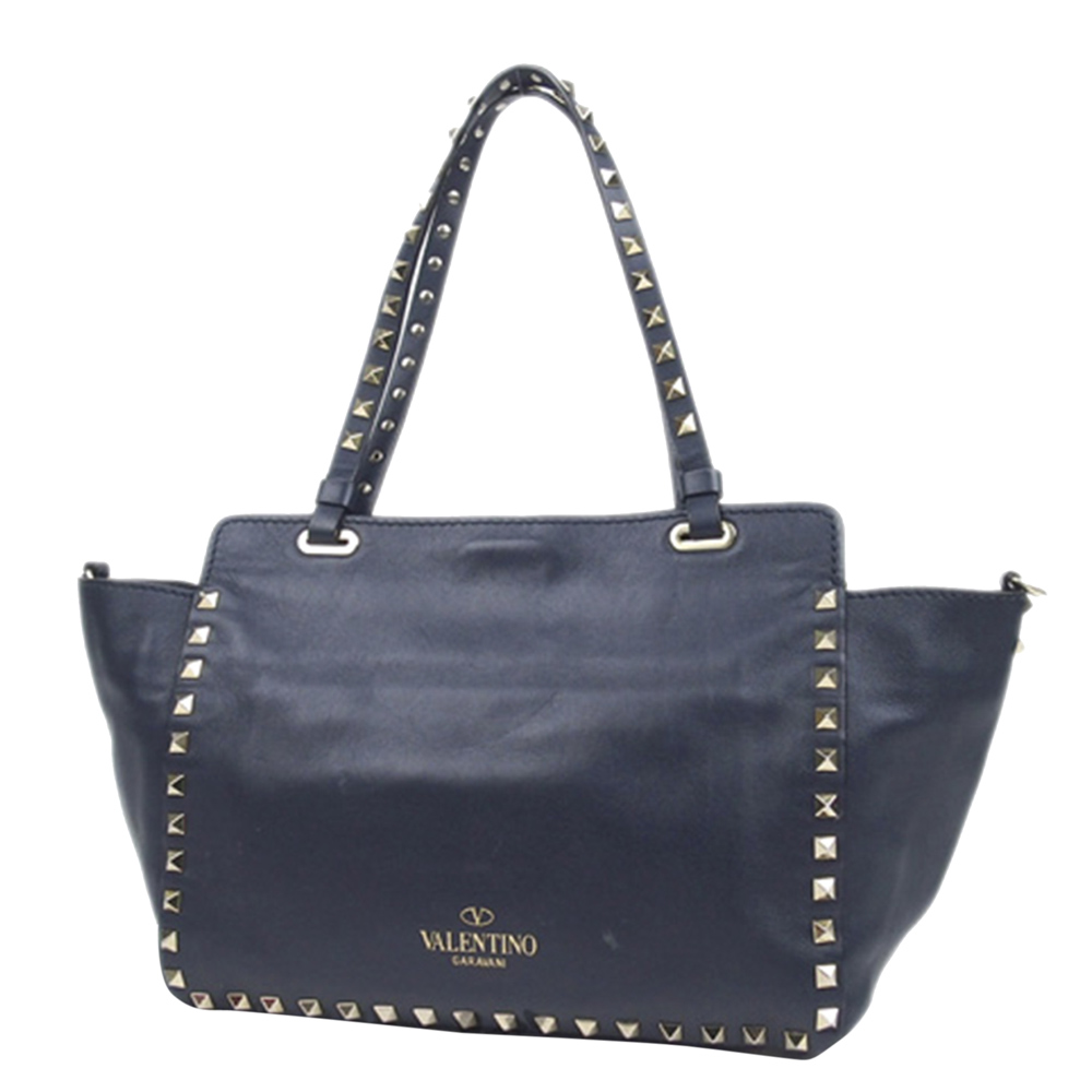 

Valentino Blue Leather Rockstud Tote Bag