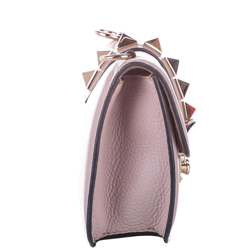 

Valentino Pink Leather Rockstud Glam Lock  Crossbody Bag
