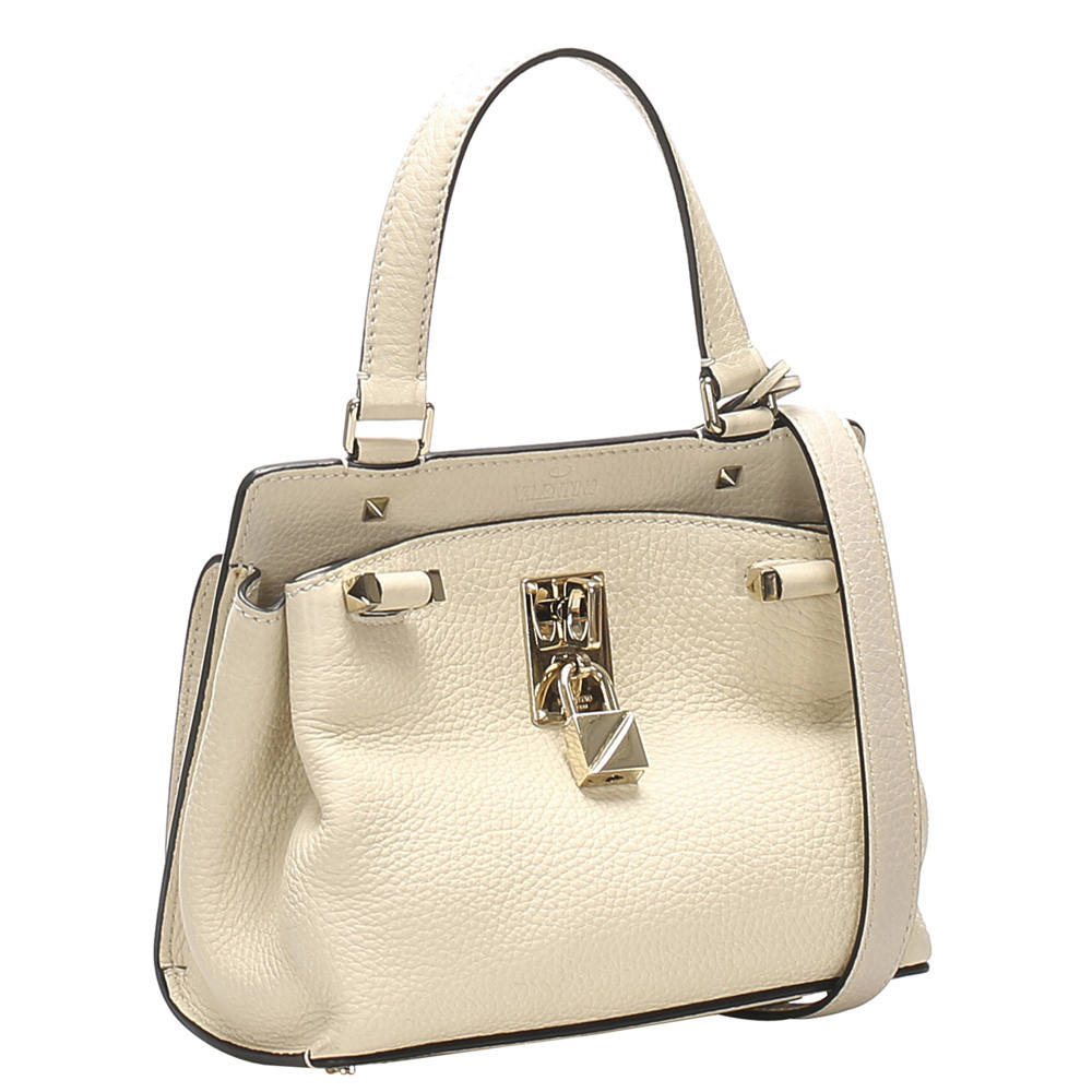 

Valentino Cream Leather Joy lock Satchel Bag