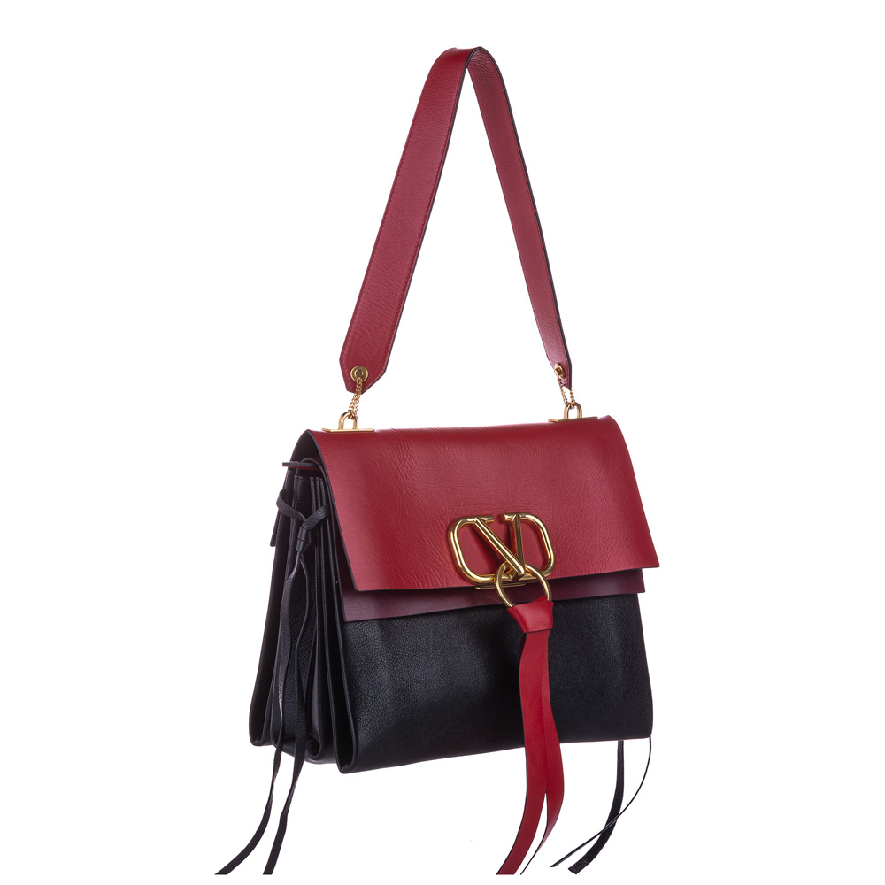 

Valentino Black/Red Leather VRing Shoulder Bag