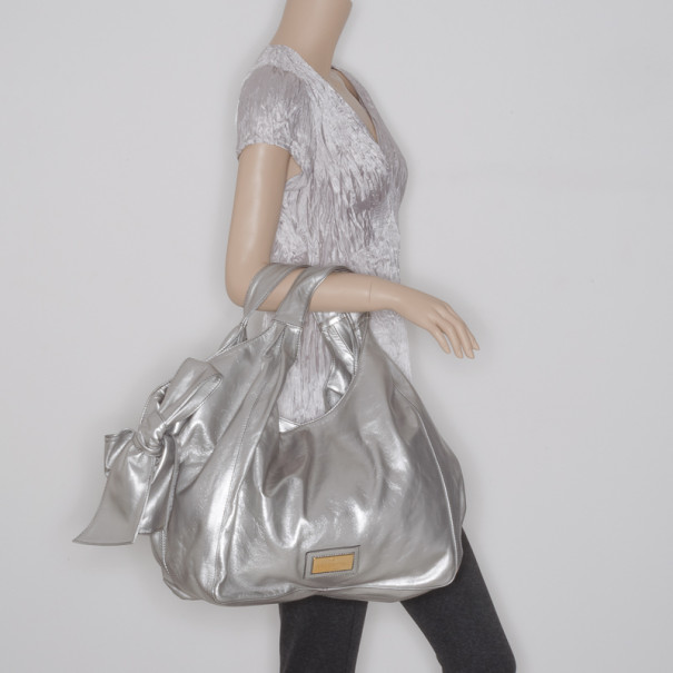 

Valentino Silver Nuage Bow Tote, Metallic