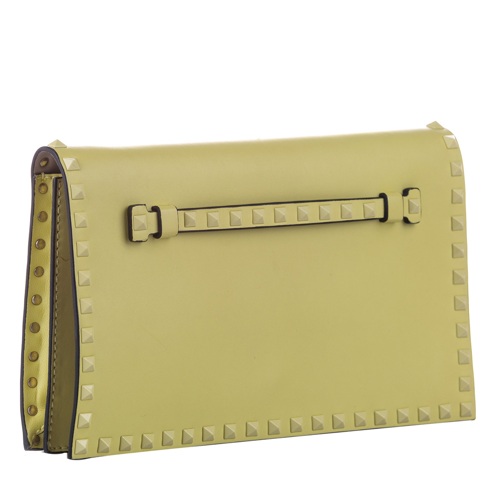

Valentino Yellow Leather Rockstud Clutch Bag