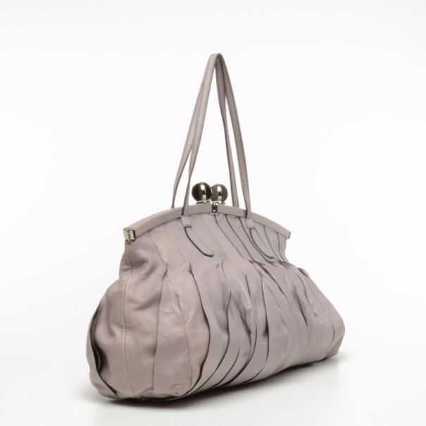 Pre-owned Valentino Garavani Vertical Pleated Handbag In Purple