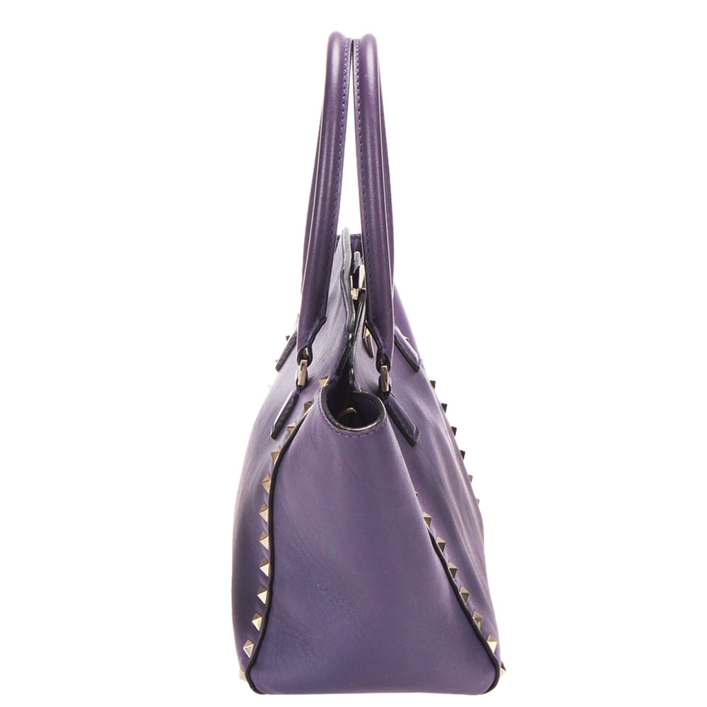 

Valentino Purple Leather Rockstud Satchel Bag