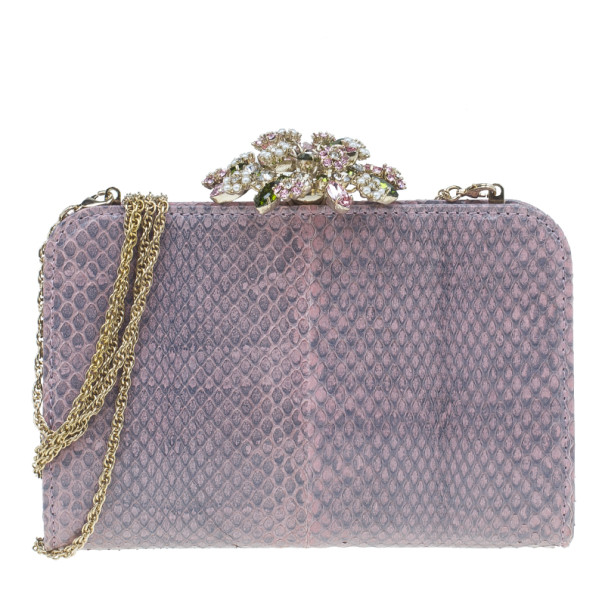 مملوكة مسبقًا Valentino Purple Python Chain Shoulder Bag