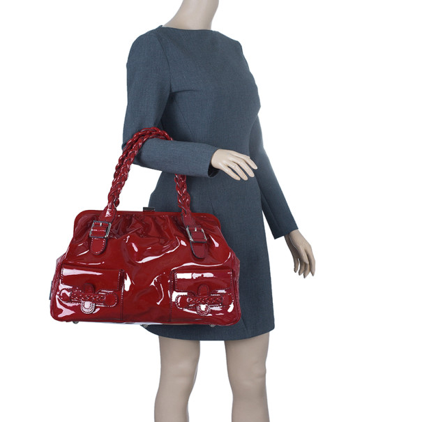 

Valentino Red Patent Histoire Framed Bag