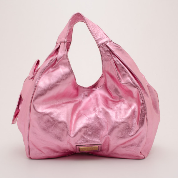 Pre Owned Valentino Large Metallic Pink Nuage Bow Tote