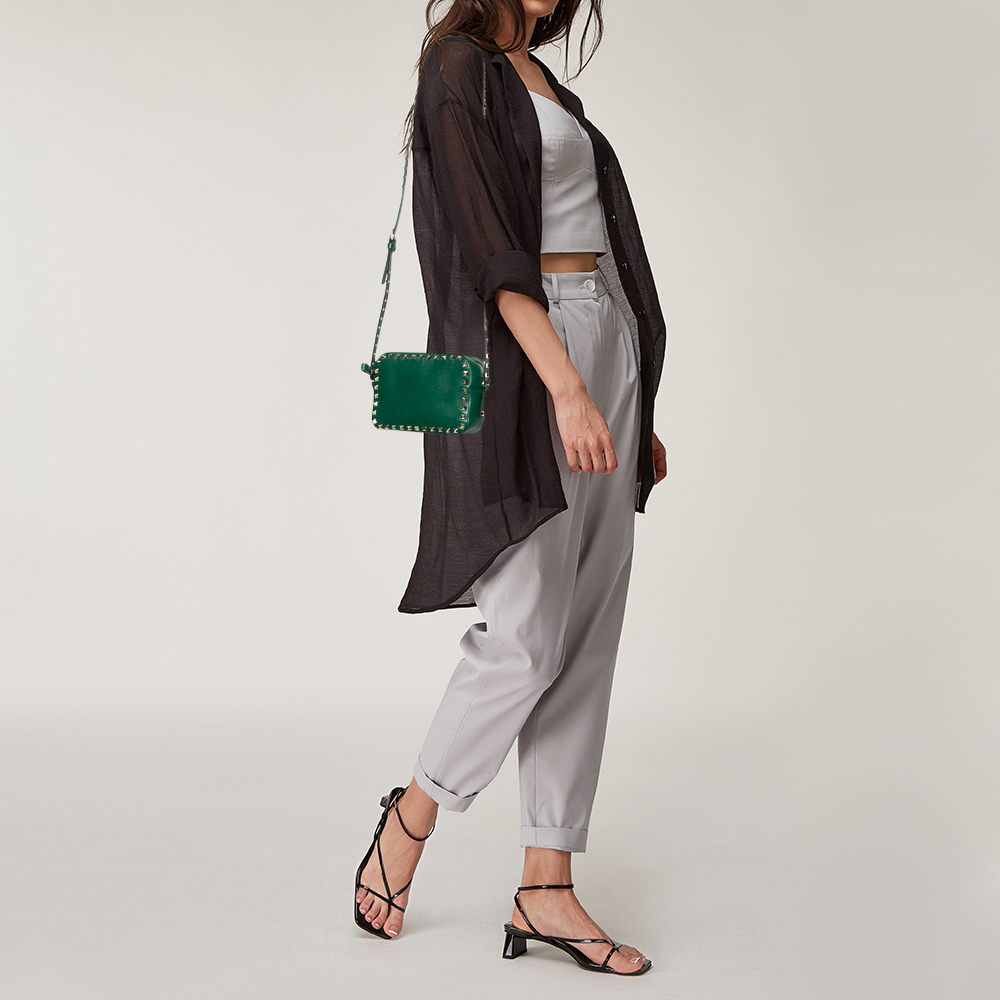 

Valentino Green Leather Small Rockstud Crossbody Bag