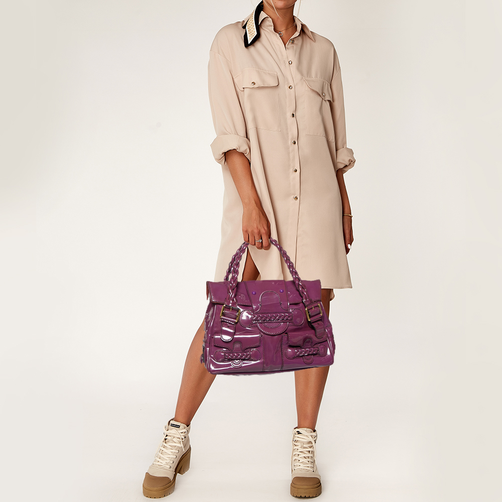 

Valentino Purple Patent Leather Histoire Satchel