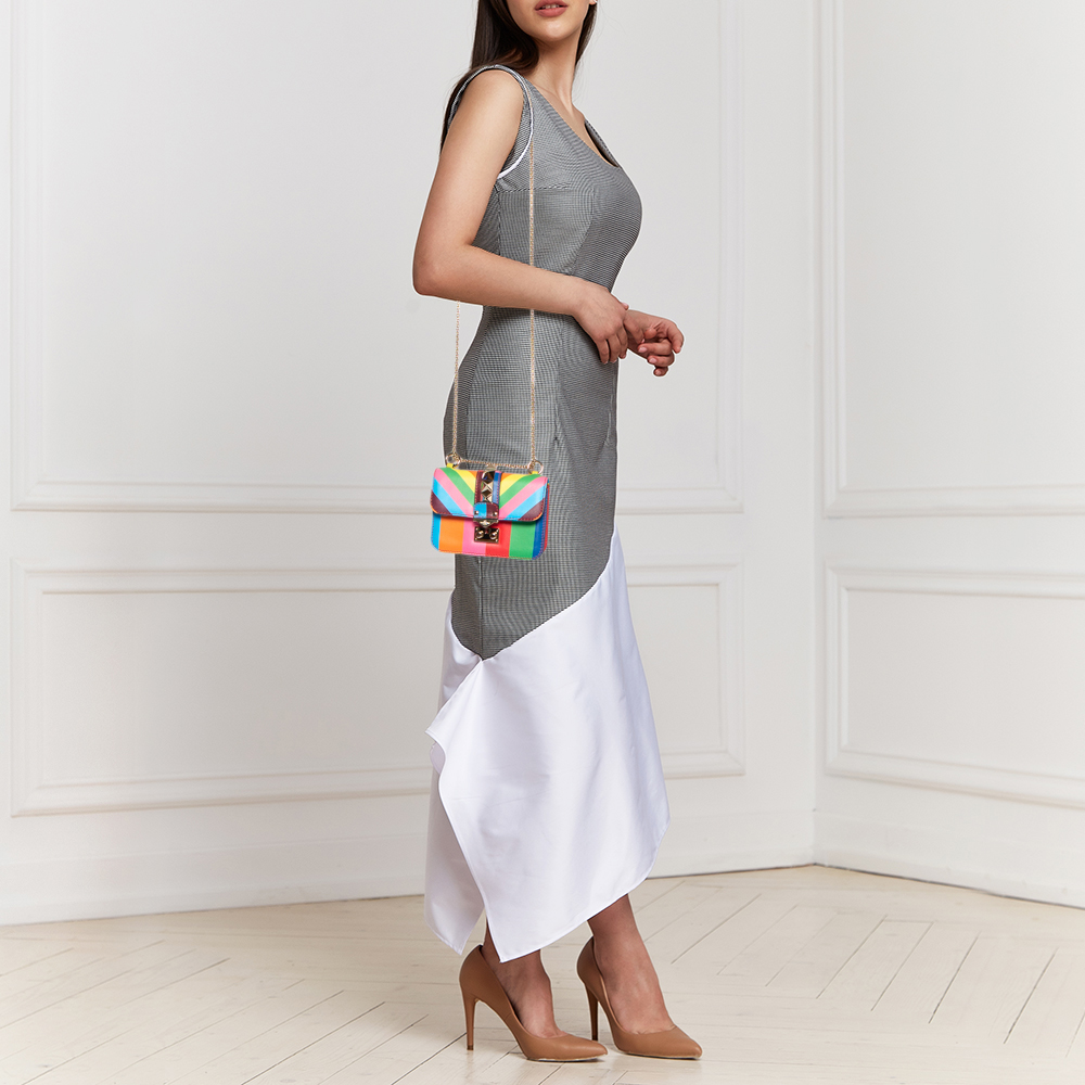 

Valentino Multicolour Leather Mini Glam Lock Shoulder Bag, Multicolor