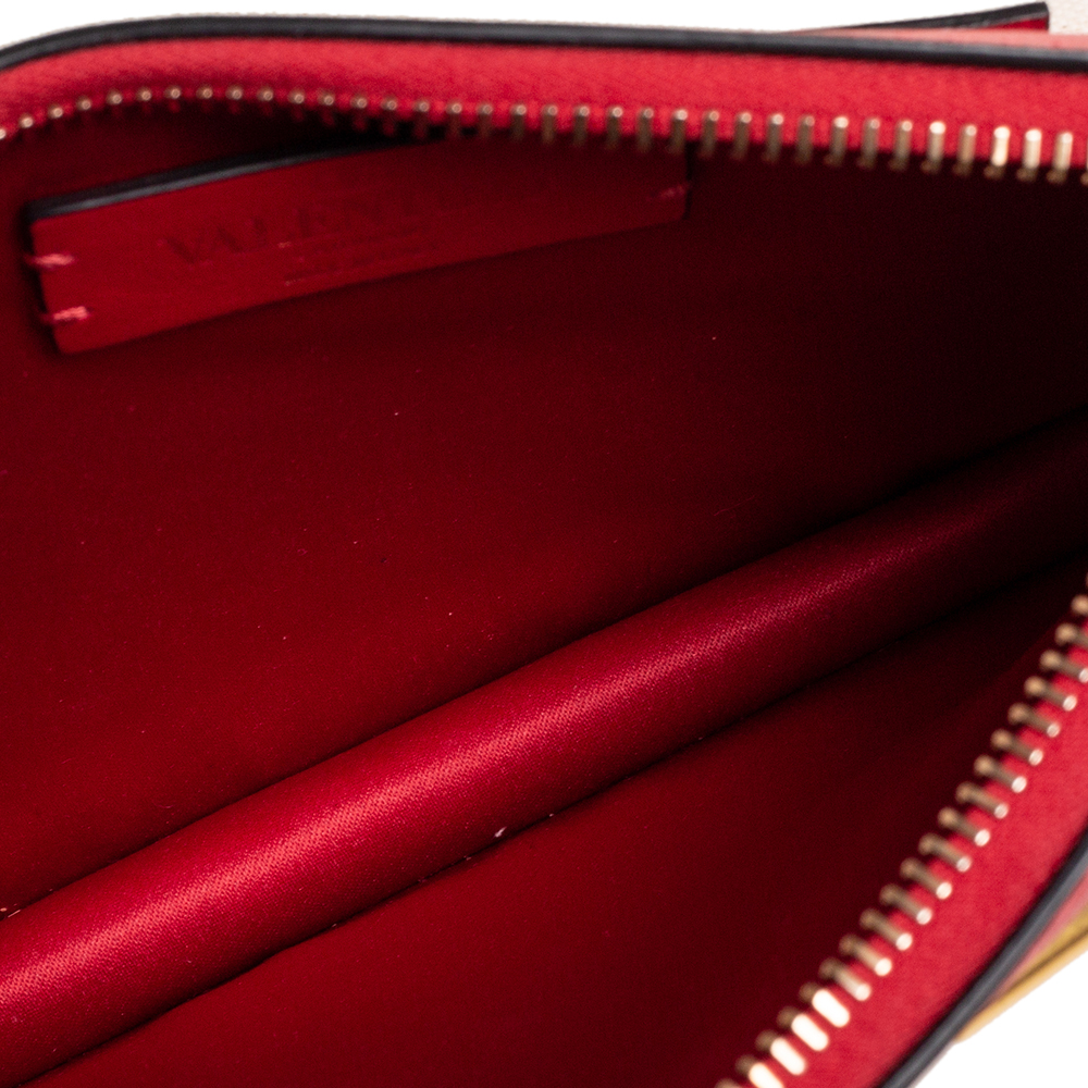 

Valentino Red Leather VLogo Zip Chain Clutch