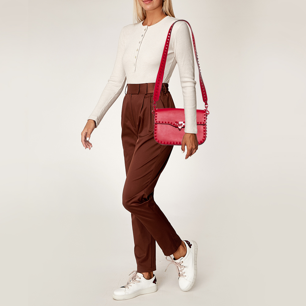 

Valentino Red Leather Rockstud Flap Shoulder Bag