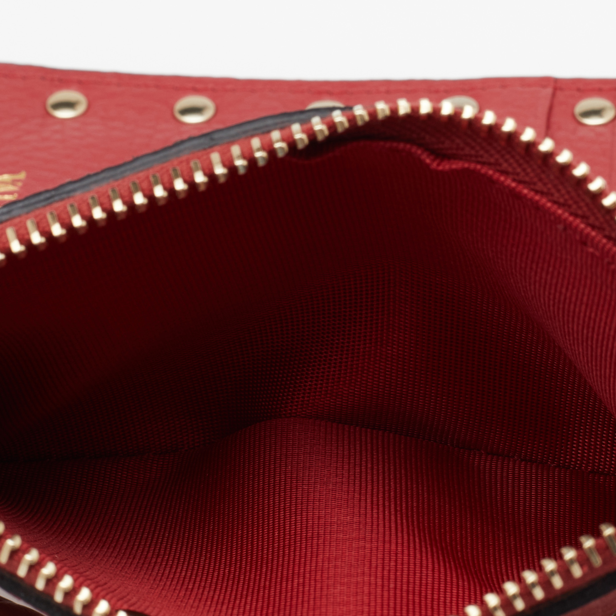 

Valentino Red Leather Rocstud Around Coin Purse Bifold Wallet