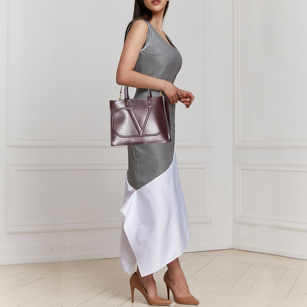 

Valentino Burgundy Leather VLogo Tote
