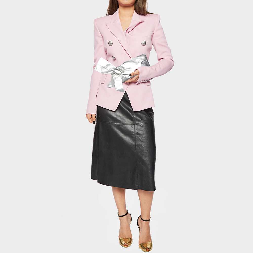 

Valentino Silver Leather Bow Slim Clutch