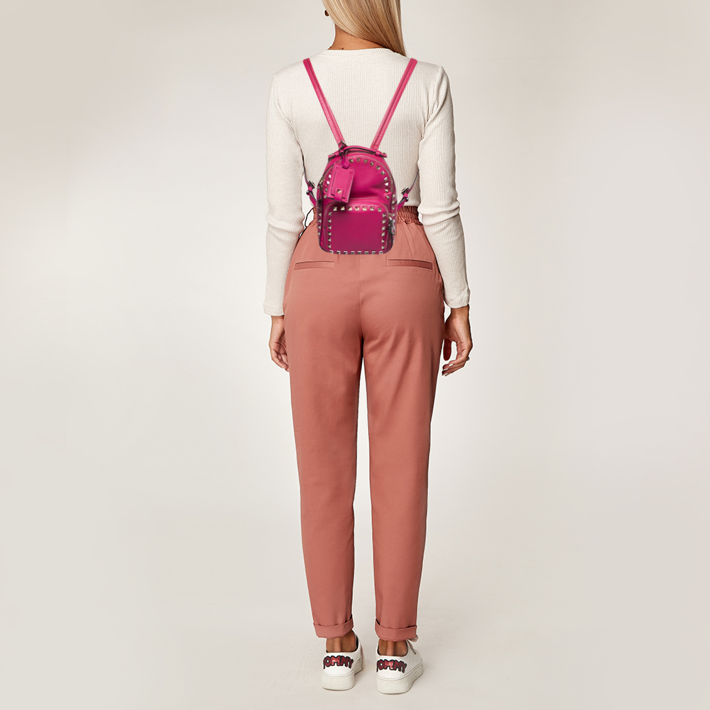 

Valentino Pink Leather Mini Rockstud Backpack