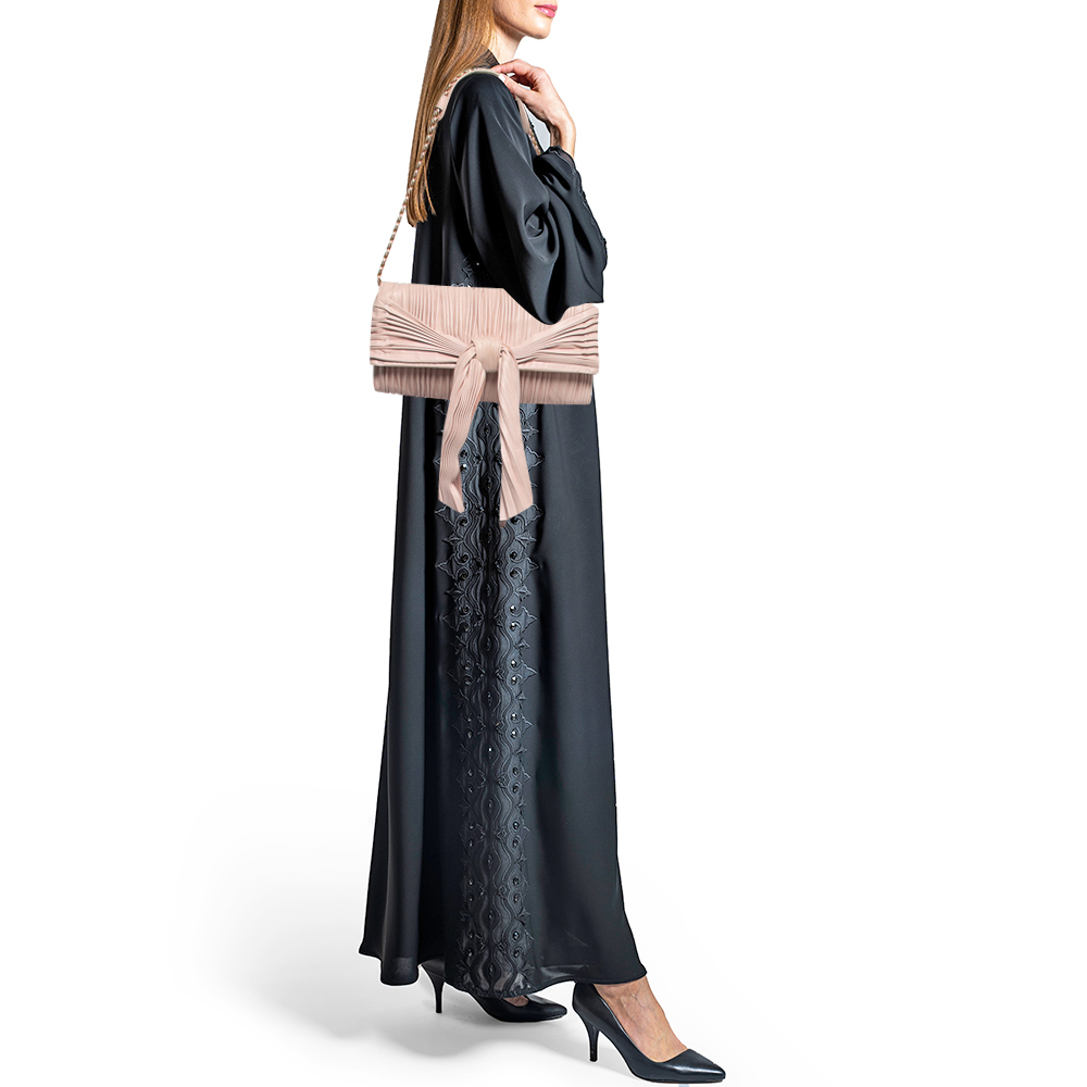 

Valentino Pink Pleated Leather Bow Shoulder Bag