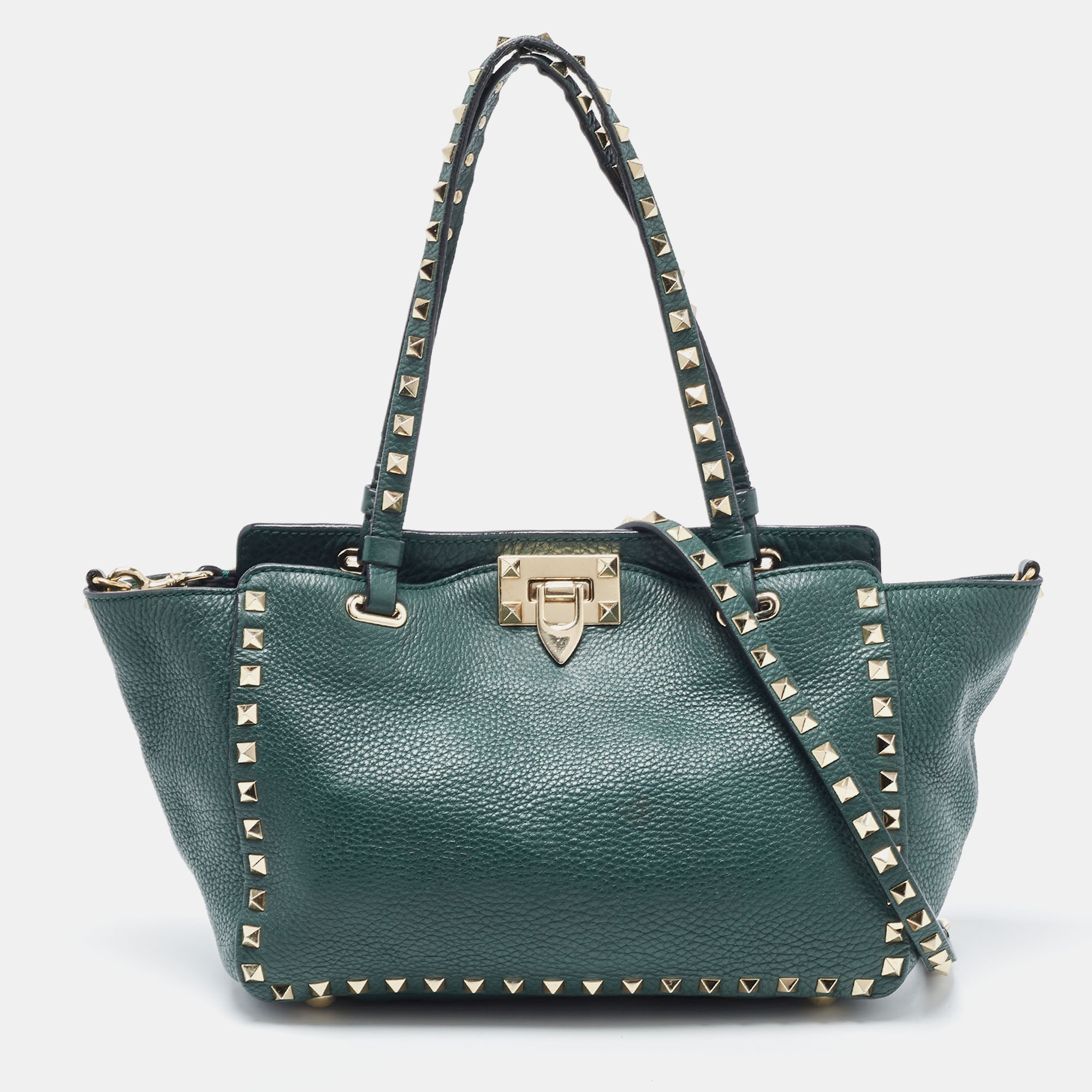 Rockstud small leather trapeze bag