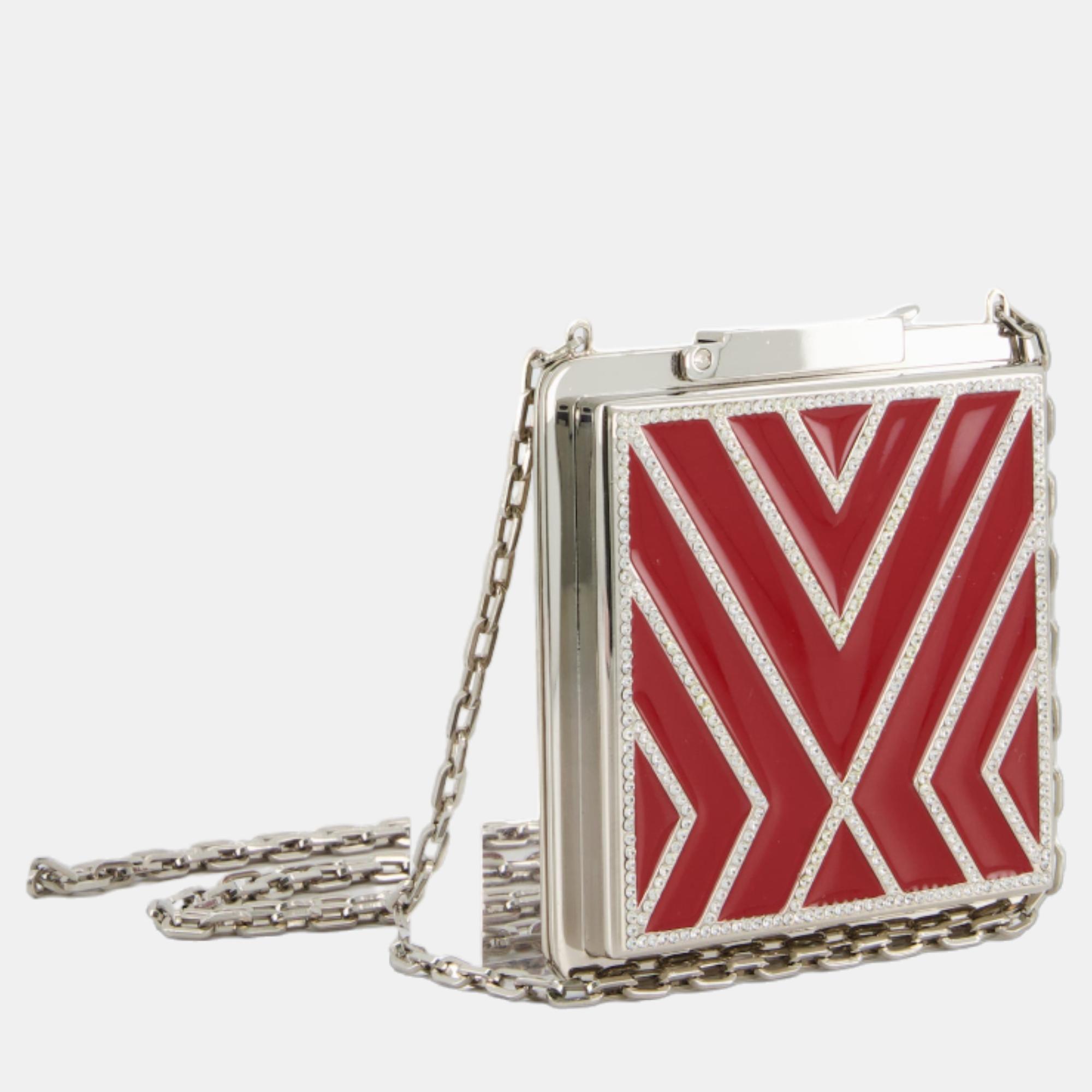 

Valentino Haute Couture Red Enamel Evening Bag with Silver Hardware
