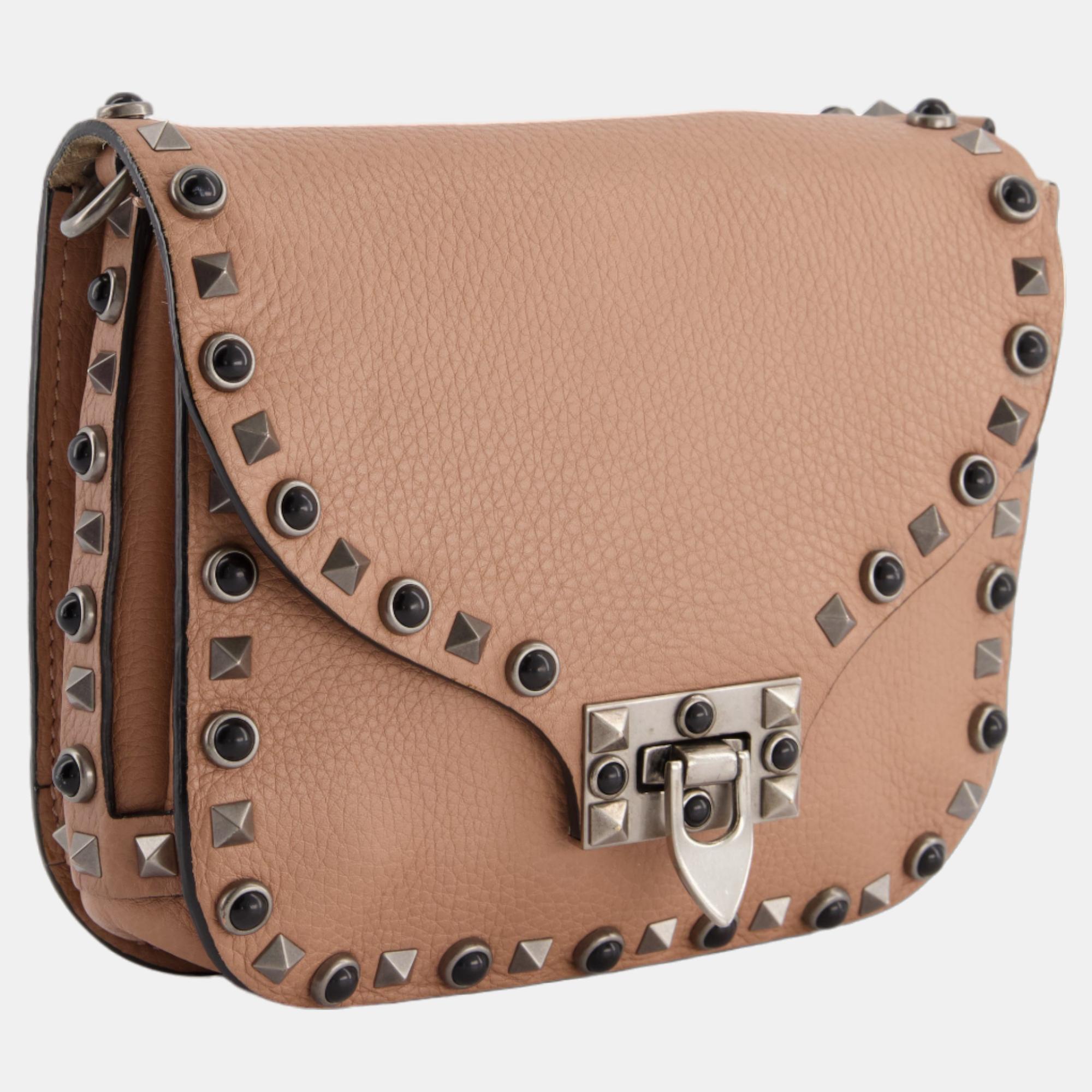 

Valentino Rockstud & Cabachon Messenger Bag with Guitar Strap, Brown